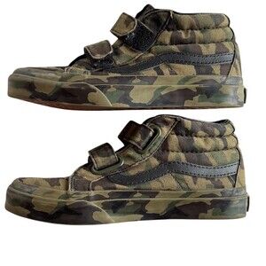 Vans Off The Wall Boys Sk8-Mid V High Top Sneakers Camo Green Size 13